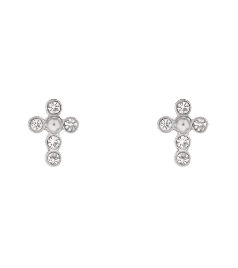 Cross stone pierce mini earring