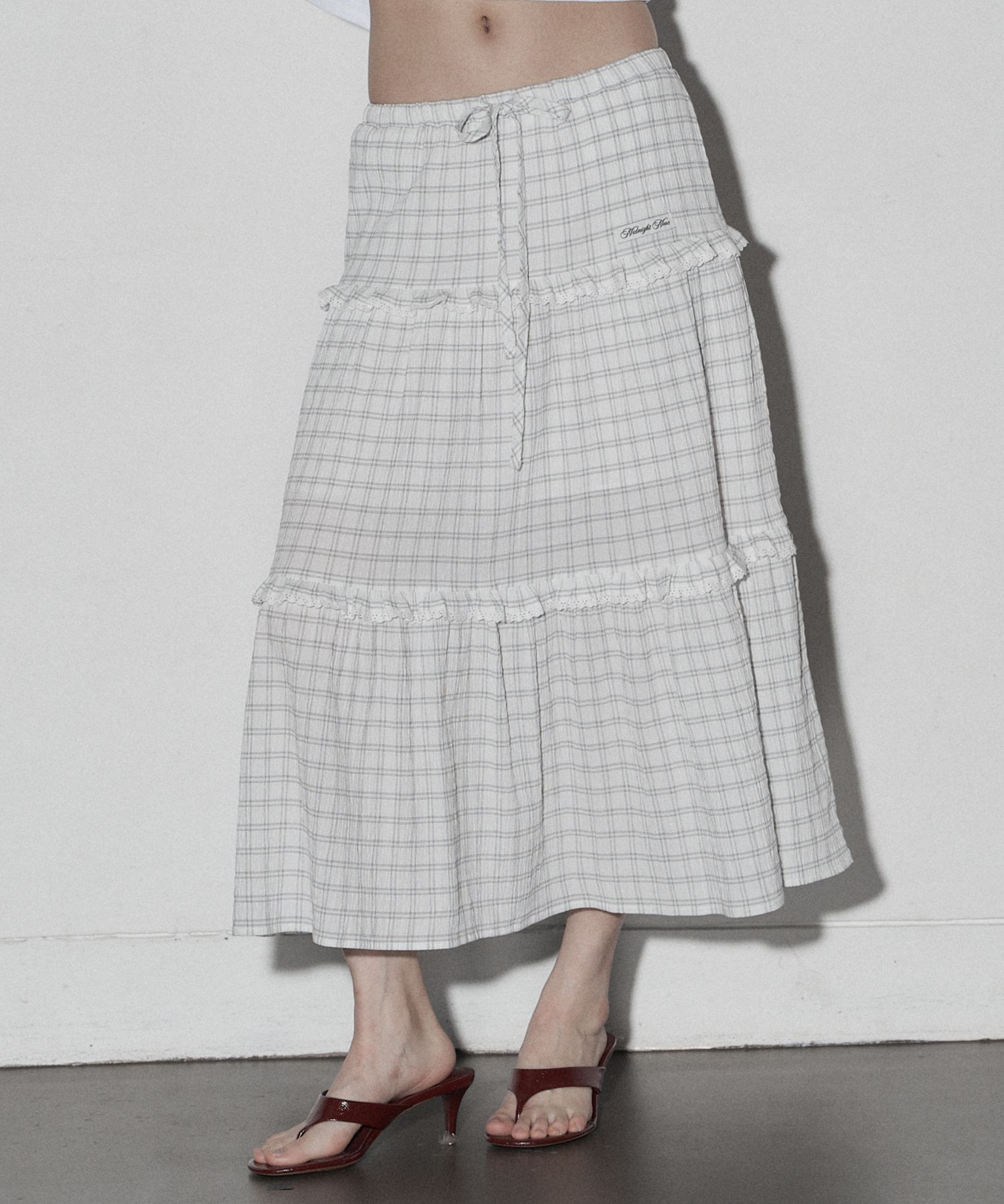 【MIDNIGHT MOVE】 long cc skirt / 追跡付 MUSINSA | MIDNIGHT MOVE long cc skirt (white)