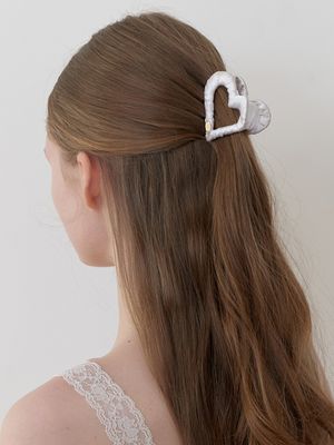 luna satin heart claw - off white