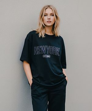 뉴욕 올드스쿨 티셔츠NV_블랙20수 오버핏