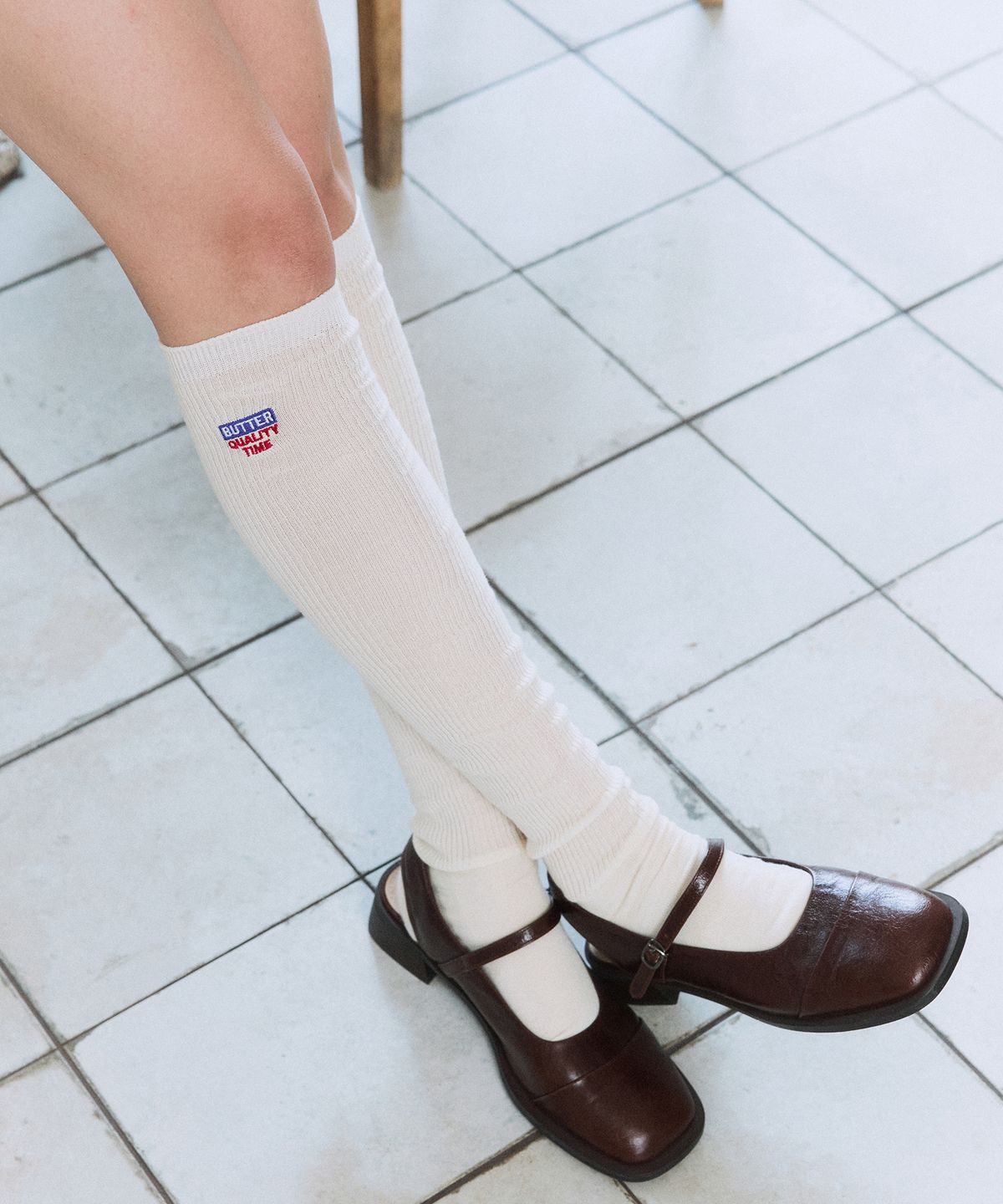 그린버터(GREENBUTTER) Butter High Knee Socks (Cream)