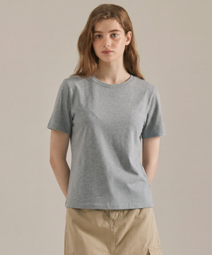 여성 프리미엄 40수 라운드넥 반팔티셔츠 멜란지그레이 LATS0211