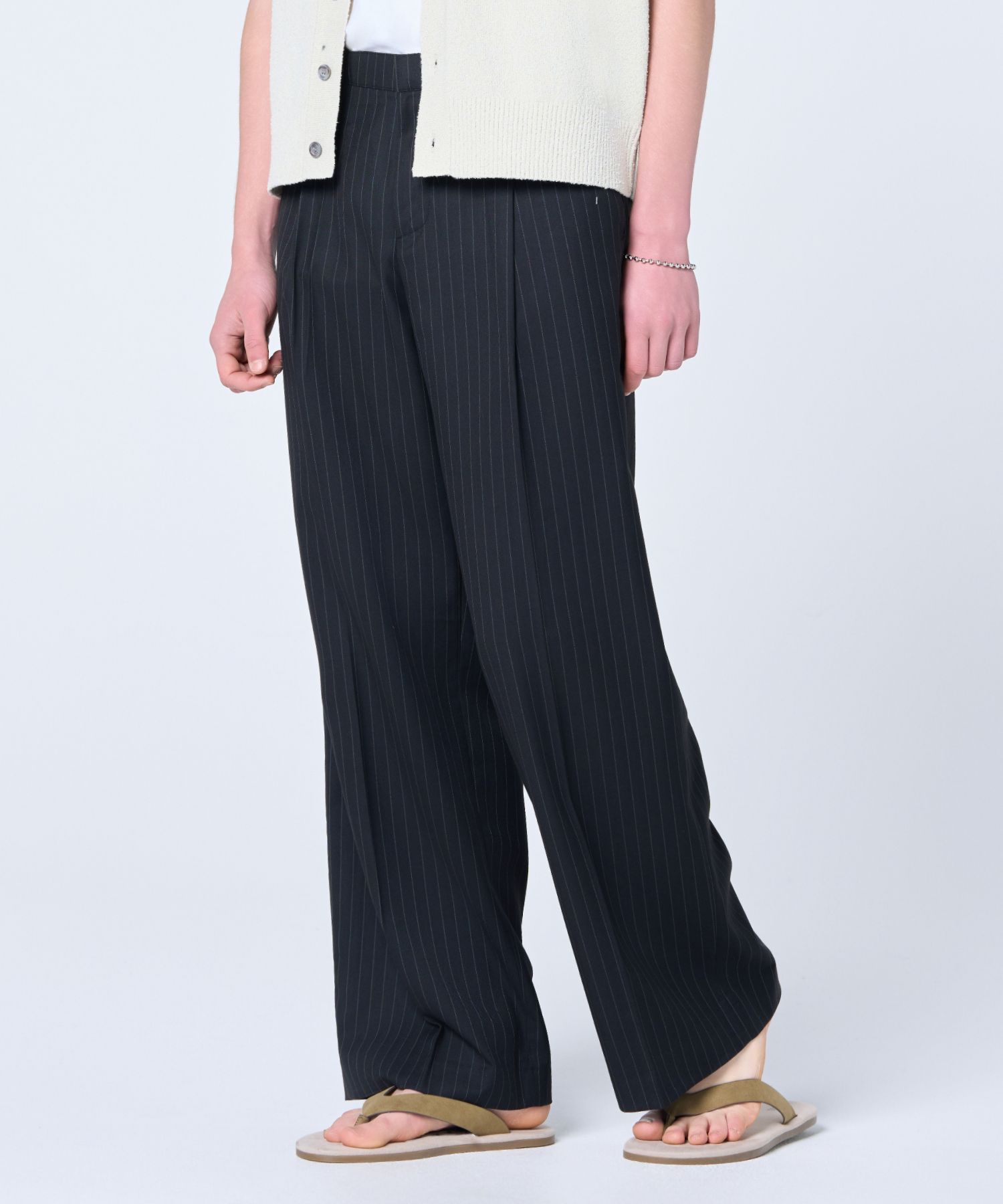 【JEMUT】25SS★ Deck One Tuck CP Wide Pants Black Full Front Zipper Pants | Jurin - XG - Fashion Chingu