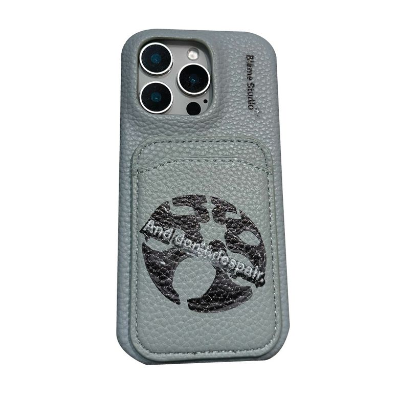 3D Planet Titanium Gray Leather case