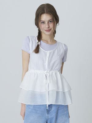 와펜 프릴 레이어드 뷔스티에 - 화이트