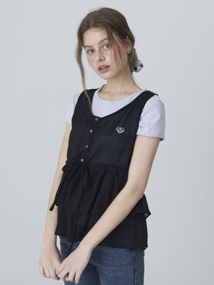 와펜 프릴 레이어드 뷔스티에 - 블랙