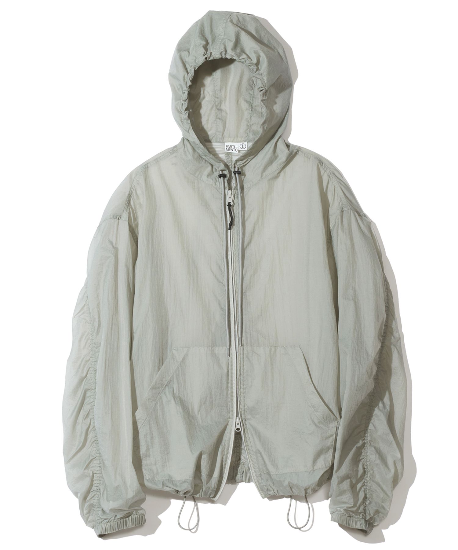 MUSINSA | PARTIMENTO Puckering Sheer Hood Zip-Up Grey