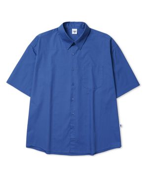 [M~4XL] 플로우 코튼 반팔 셔츠_딥 블루