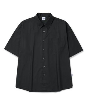 [M~4XL] 플로우 코튼 반팔 셔츠_딥 차콜