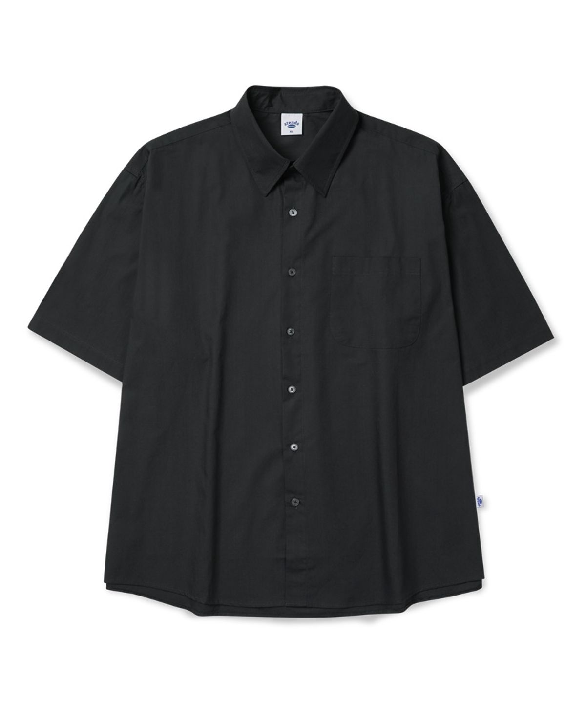 스탠즈(STENDS) [M~4XL] 플로우 코튼 반팔 셔츠_딥 차콜