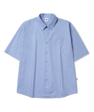 [M~4XL] 플로우 코튼 반팔 셔츠_스카이 블루