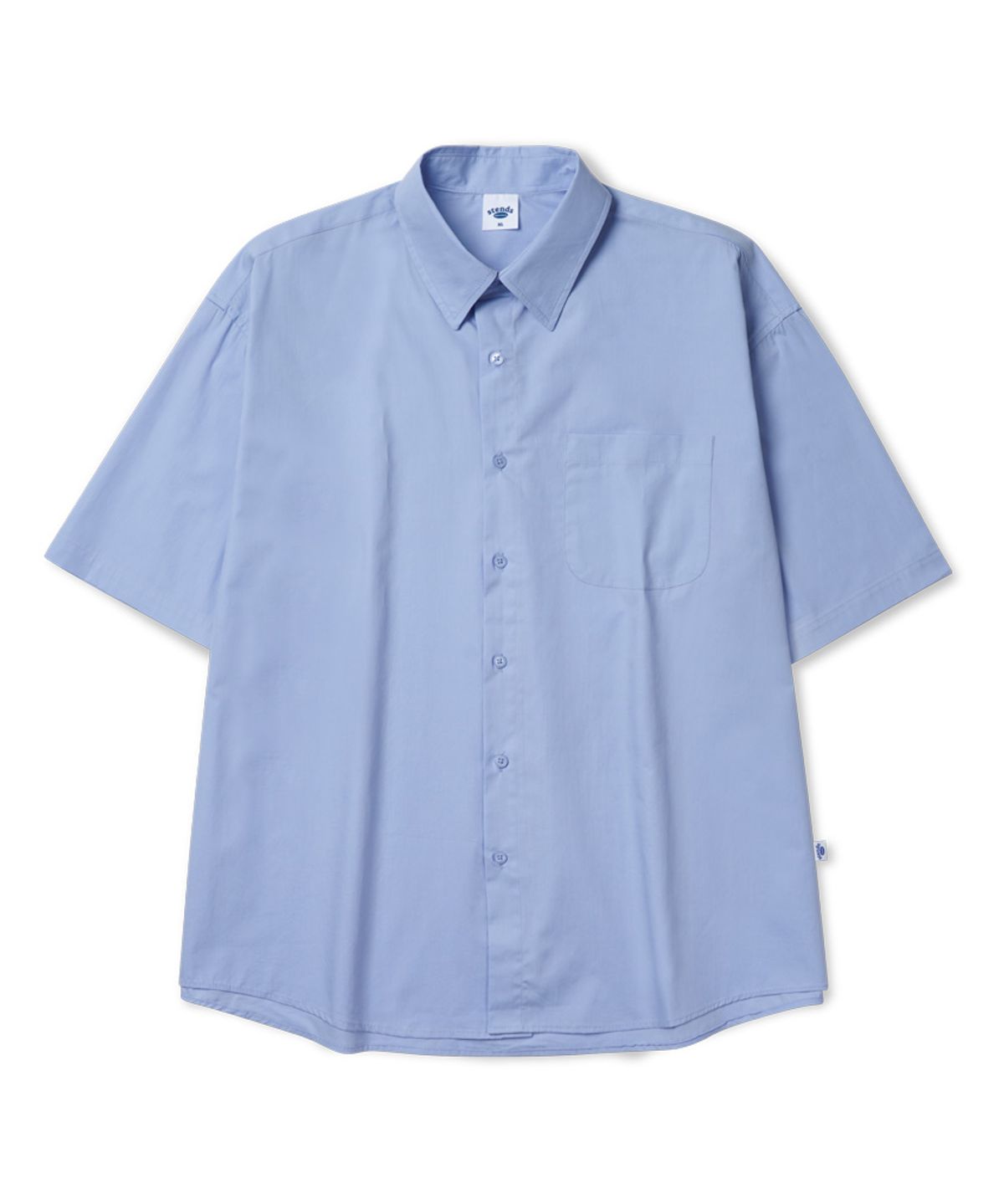 스탠즈(STENDS) [M~4XL] 플로우 코튼 반팔 셔츠_스카이 블루