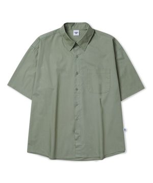 [M~4XL] 플로우 코튼 반팔 셔츠_카키