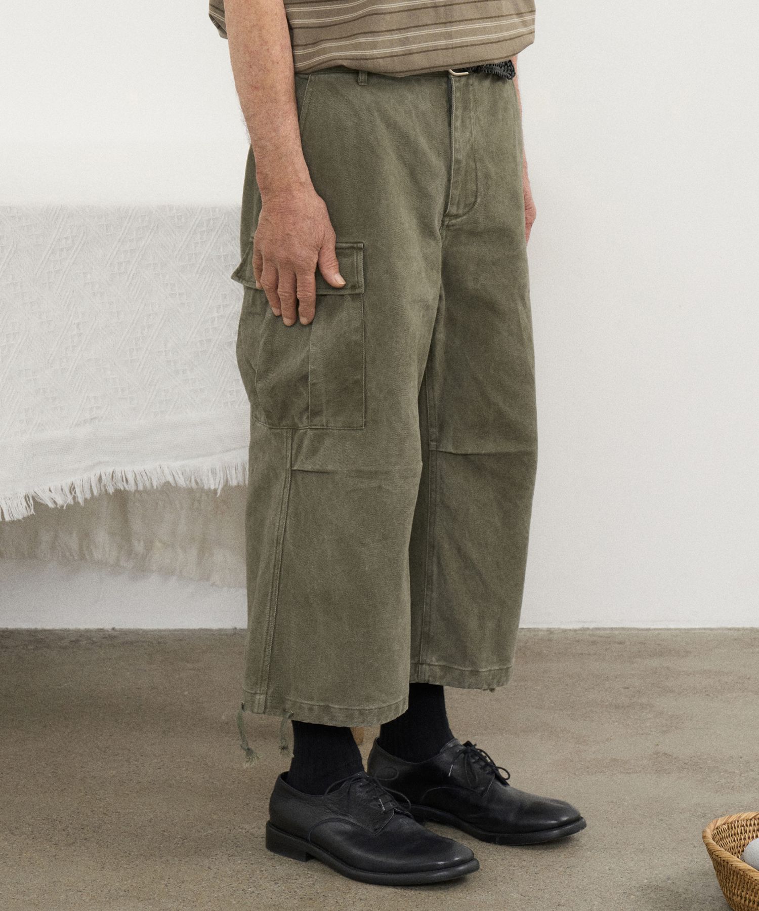 VTG Washed Cargo 9-Piece Pants Khaki