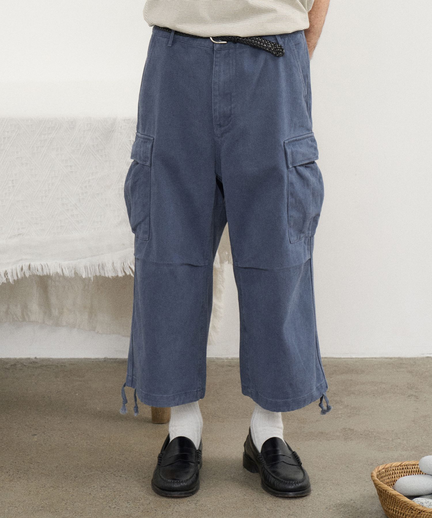 VTG Washed Cargo 9-Piece Pants Blue