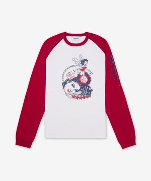 프린트 래글런 티셔츠 - 화이트 / 1211532510