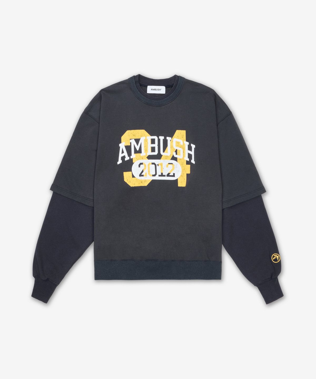 앰부시(AMBUSH) 레이어드 크루넥 로고 오버핏 티셔츠 - 네이비 / 1211533129