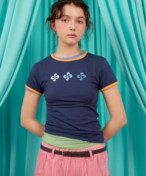 CRESCENDO RINGER T-SHIRT / navy