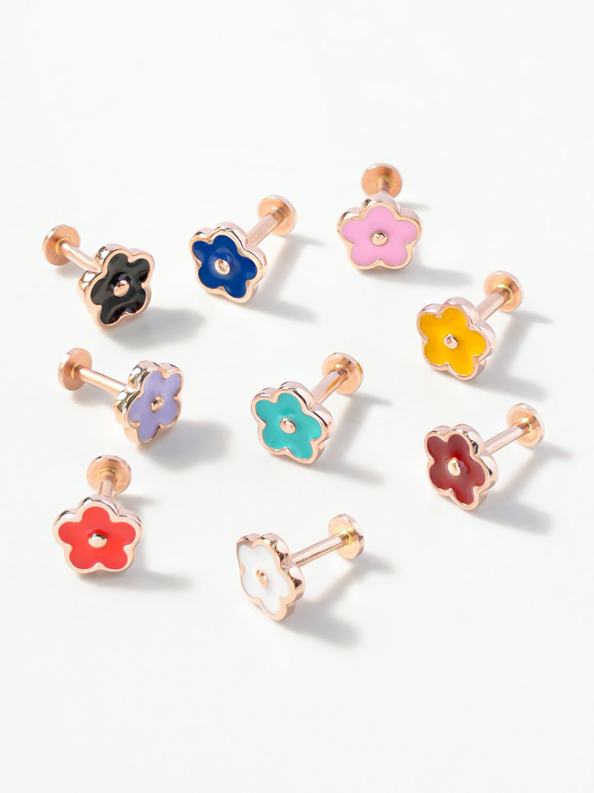 미니멀피어싱(MINIMALPIERCING) 14K 인터널 에나멜 플라워 라블렛 피어싱