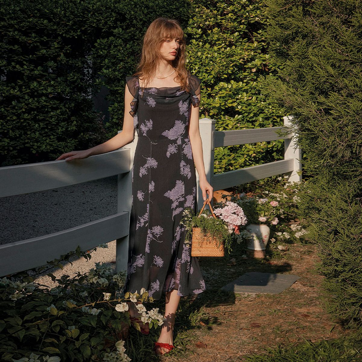 심플레트로(SIMPLE RETRO) SR_Swing collar floral dress
