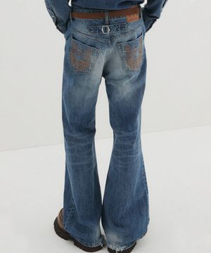 웨스턴 플레어 데님 팬츠 블루