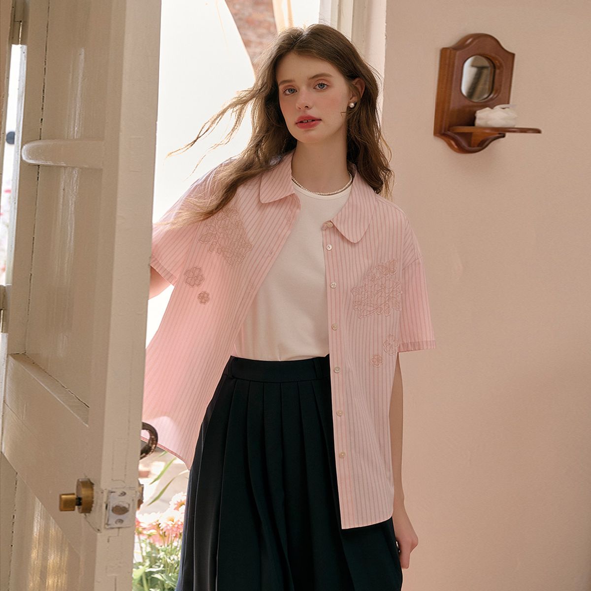 심플레트로(SIMPLE RETRO) SR_Preppy roll-neck shirt