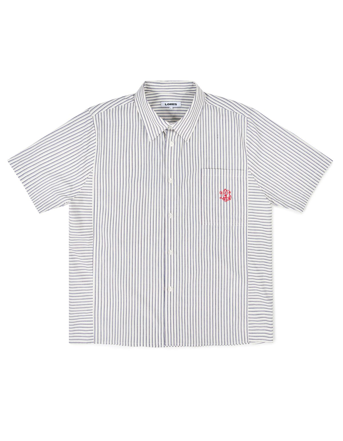 로어즈(LORES) Paneled Stripe S/S Shirt - White