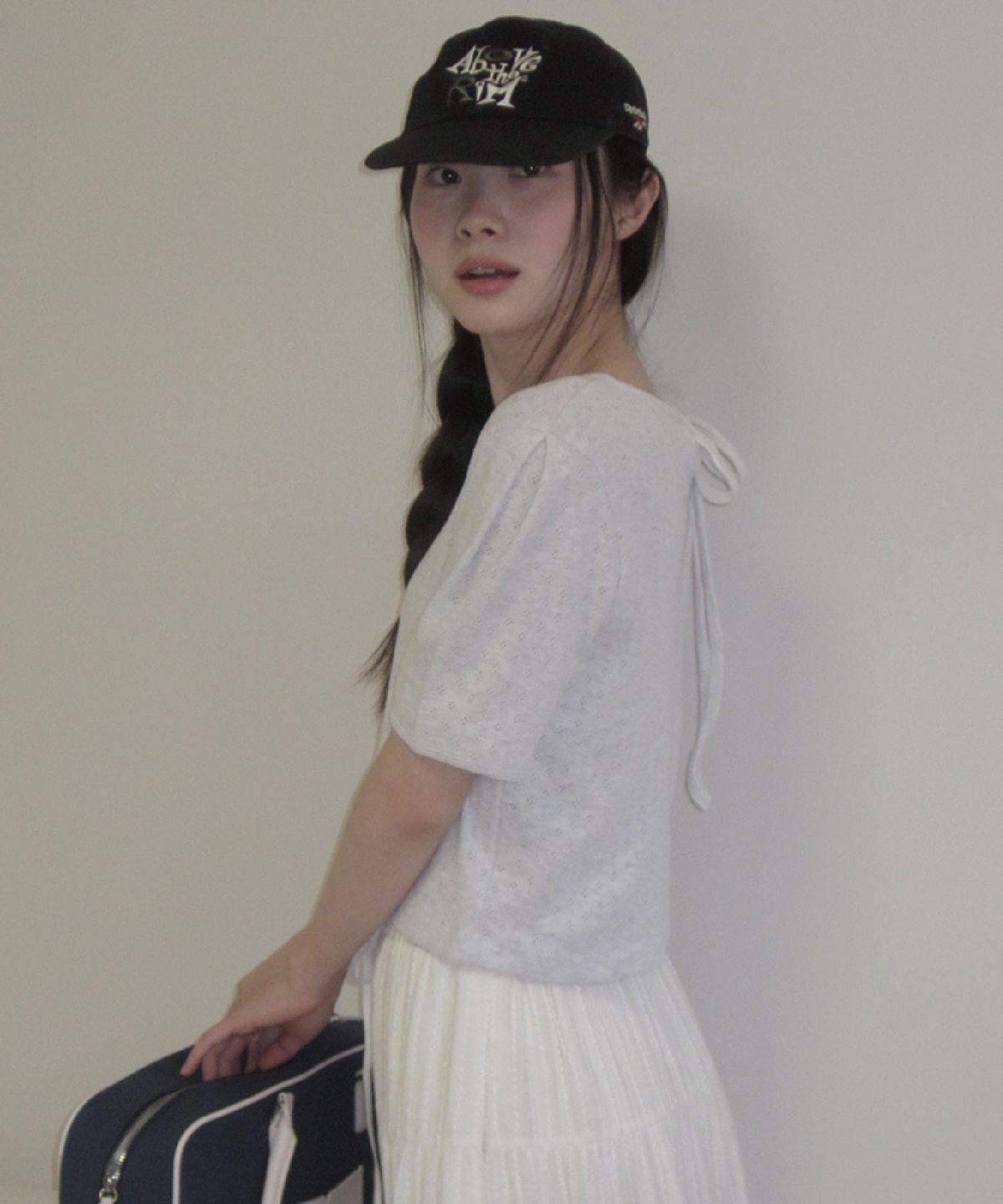 셀리테일즈(CELITAILS) EYELET PUFF SLEEVE T-SHIRT_LIGHT GREY