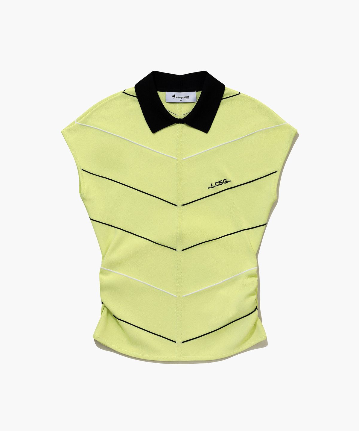 르꼬끄 골프(LECOQ GOLF) 여성 라인 배색 슬리브리스 카라 스웨터 (GQ122LKP34)