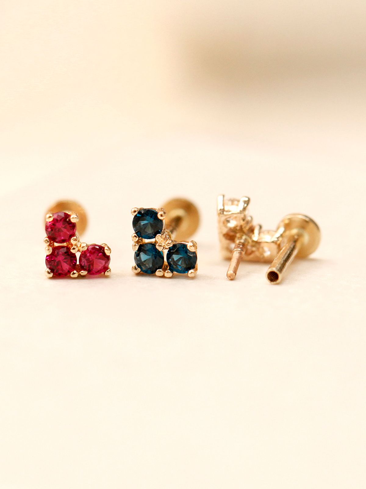 미니멀피어싱(MINIMALPIERCING) 14K 인터널 블럭 큐빅 하트 라블렛 피어싱