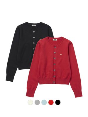 [2PACK] (우먼)에센셜 라운드 크롭 니트 가디건