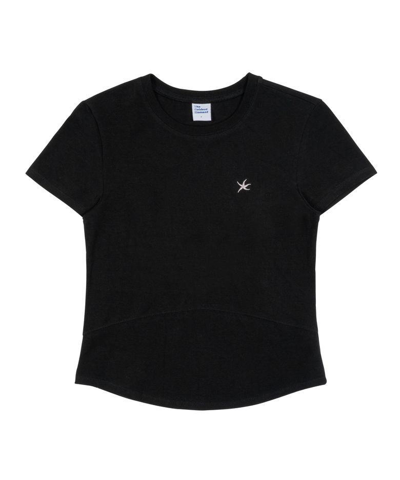 (w) TCM mini logo curved T (black)