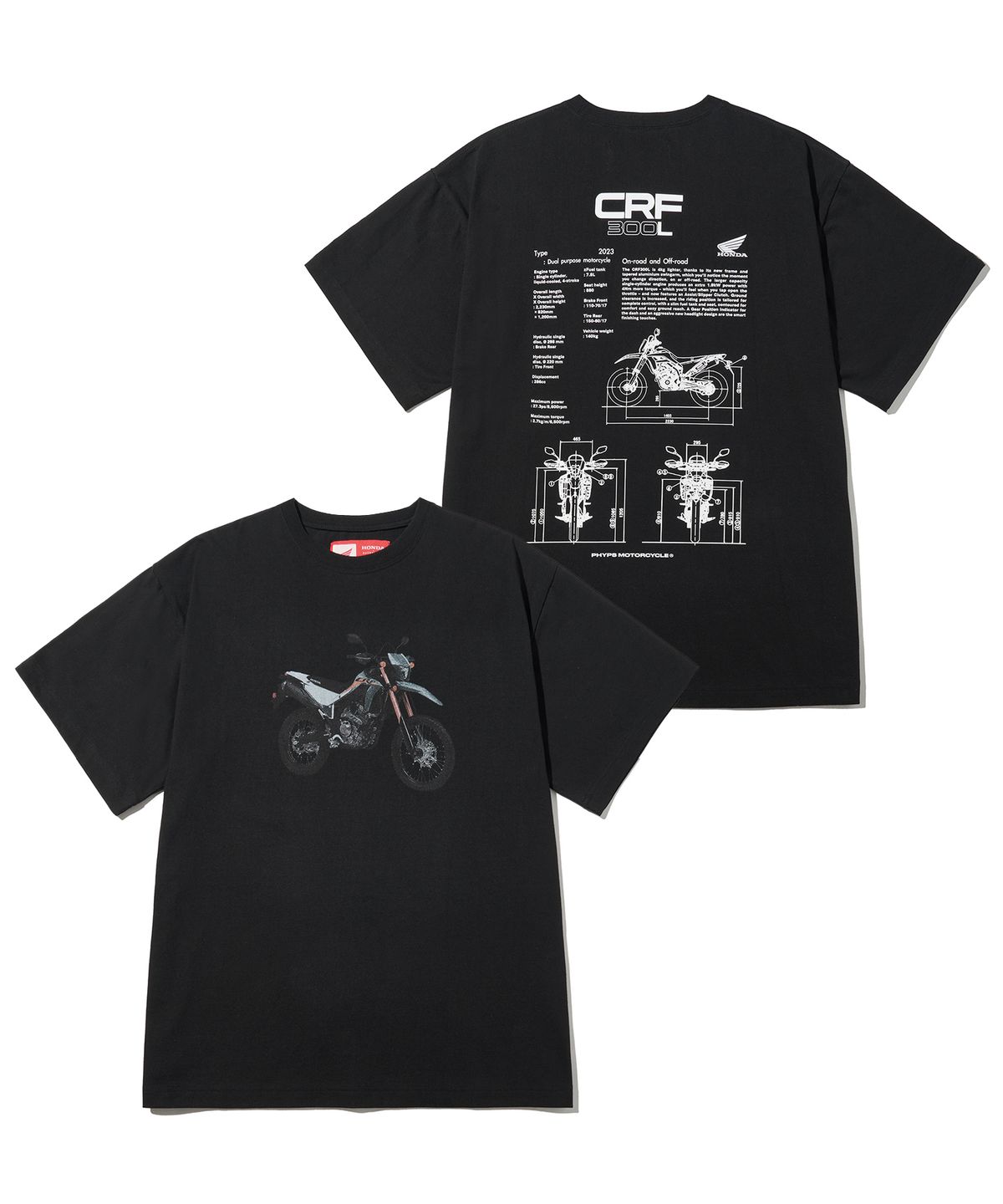 핍스 모터사이클(PHYPS MOTORCYCLE) CRF 300L Modeling Short Sleeve Black