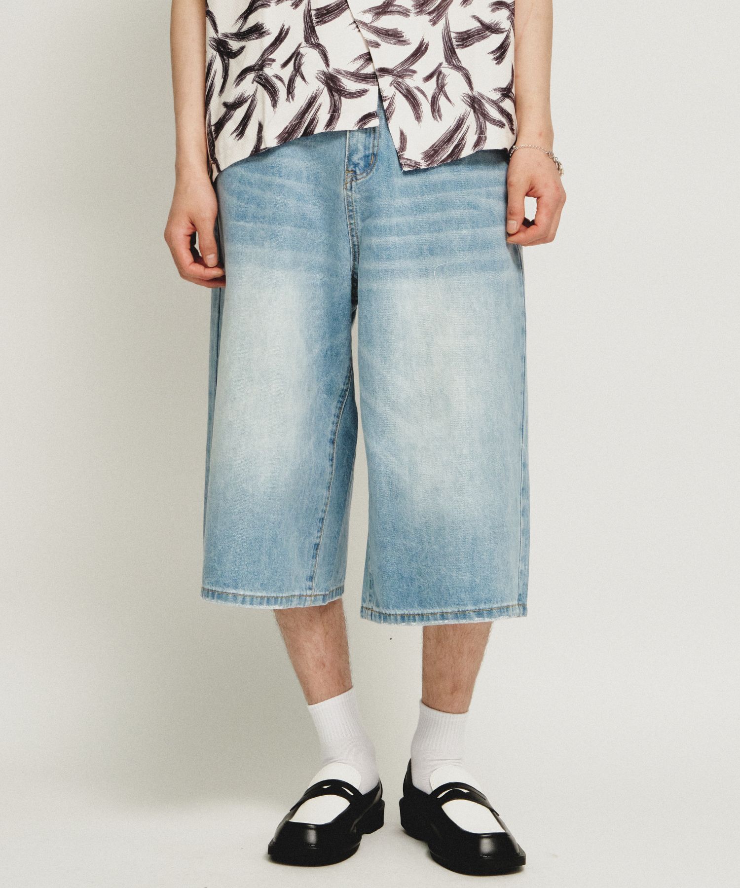 【BAON】Comu Light Blue Bermuda Washing Denim Pants MUSINSA | DWS COMPANY Washed Denim Bermuda Pants (Light Blue)