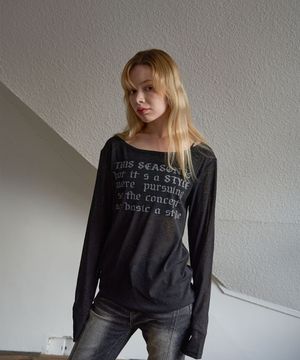 시스루 레터링 루즈핏 롱슬리브 블랙