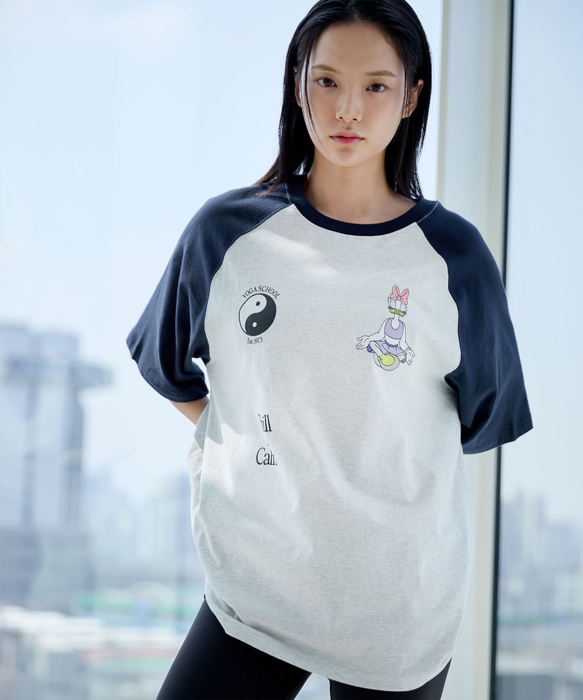 디스커스 애슬레틱(DISCUS ATHLETIC) Daisy Yin-Yang Raglan T-Shirt Melange Grey