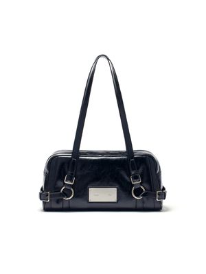 BIKER DETAIL MEDIUM SHOULDER BAG IN BLACK