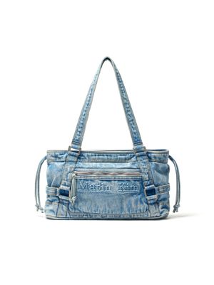MATIN WASHED DENIM SQUARE BAG IN LIGHT BLUE
