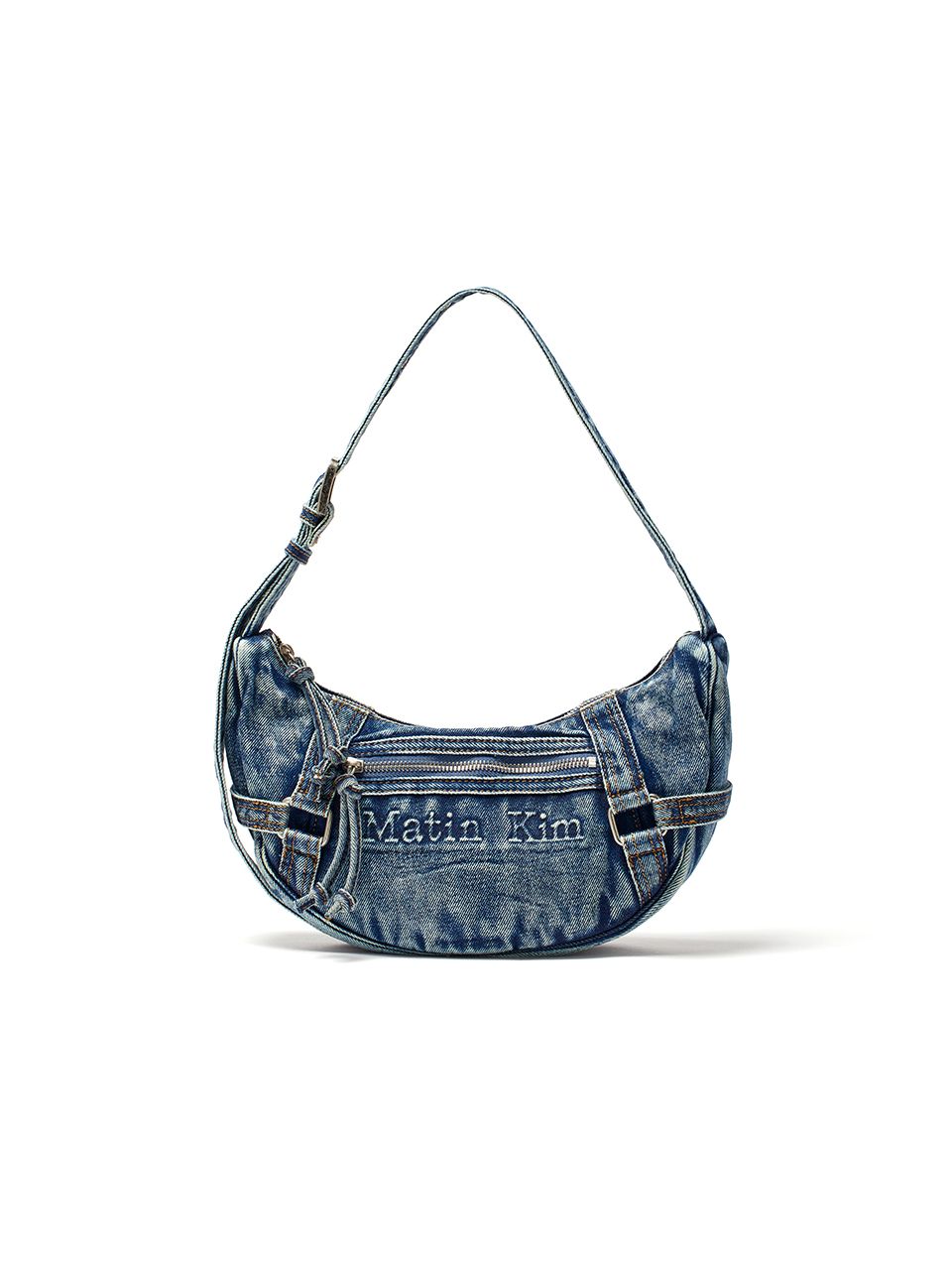 25SS人気 MATIN KIM MATIN WASHED DENIM MINI HOBO BAG 送料無料 MUSINSA | MATIN KIM MATIN WASHED DENIM MINI HOBO BAG IN BLUE