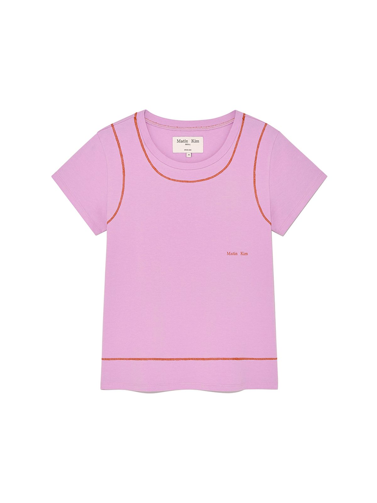 마뗑킴(MATIN KIM) STITCH POINT SMALL LOGO TOP IN PINK