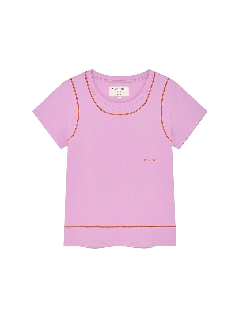 STITCH POINT SMALL LOGO TOP IN PINK
