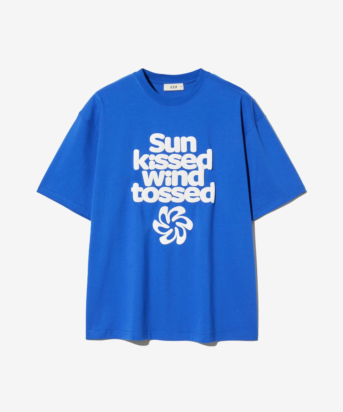 이코르(ECORR) SUNKISSED 볼륨 프린트 반팔 티셔츠_블루