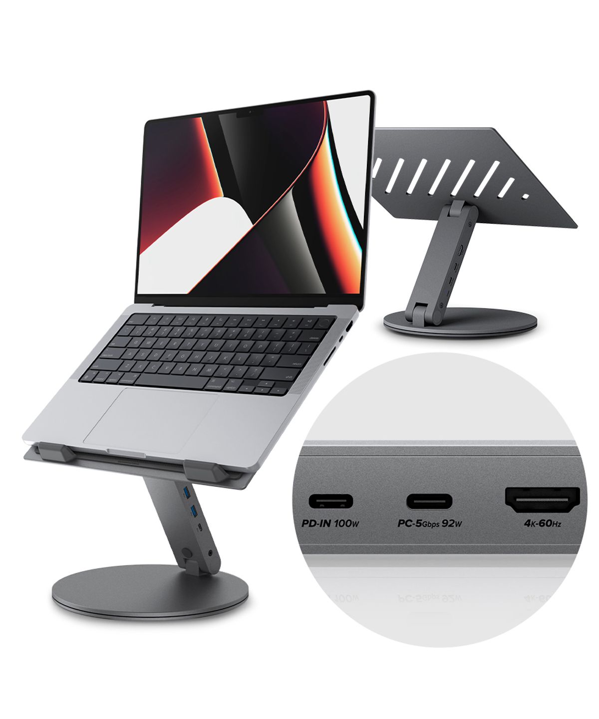 슈피겐(SPIGEN) 노트북 거치대 6in1 USB 허브형 스탠드 LD204H
