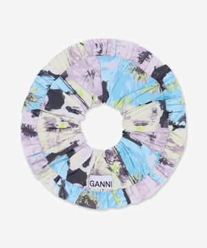 프린티드 코튼 프릴 스크런치 - 팬텀 / A6576999