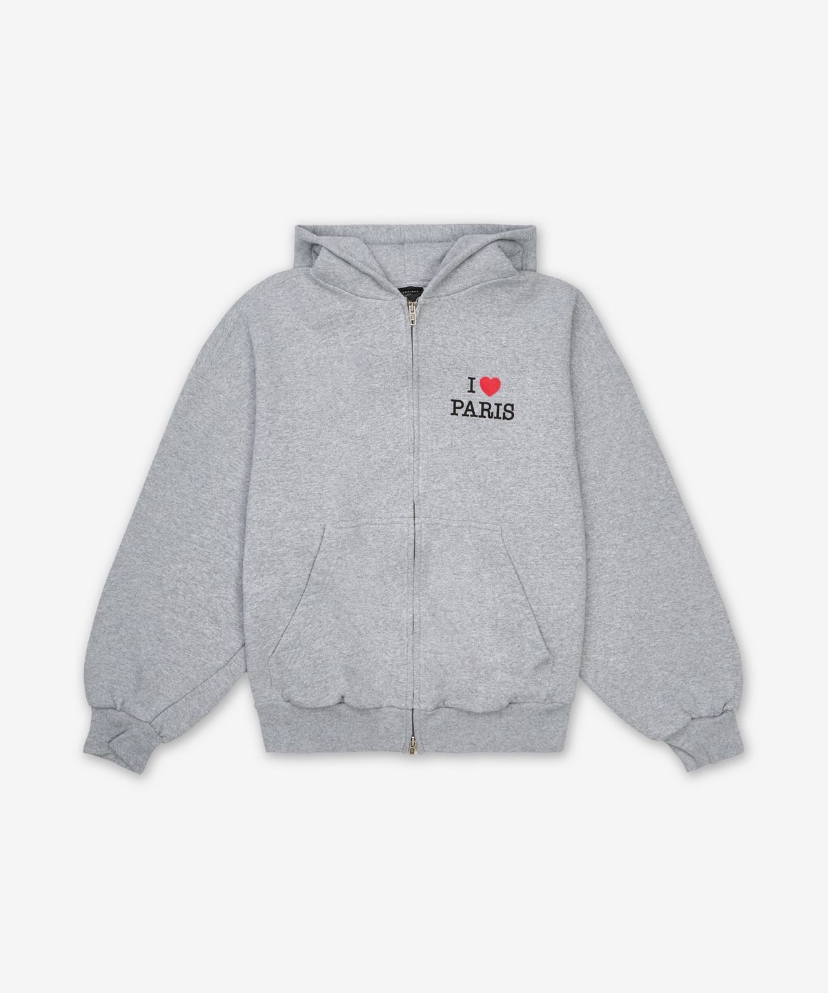 발렌시아가(BALENCIAGA) 아이 러브 파리 레귤러 핏 집업 후드 - 헤더 그레이 / 803264TSVI51300