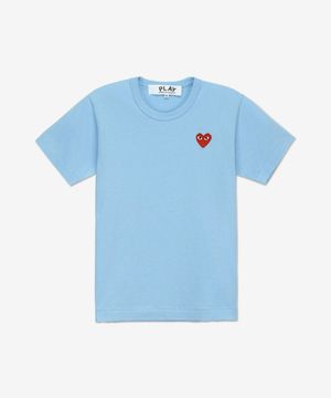 레드 하트 엠블럼 반소매 티셔츠 - 블루 / AXT2720511