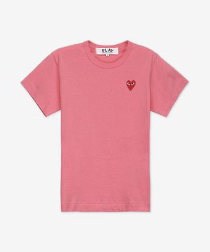레드 하트 엠블럼 반소매 티셔츠 - 핑크 / AXT2720513