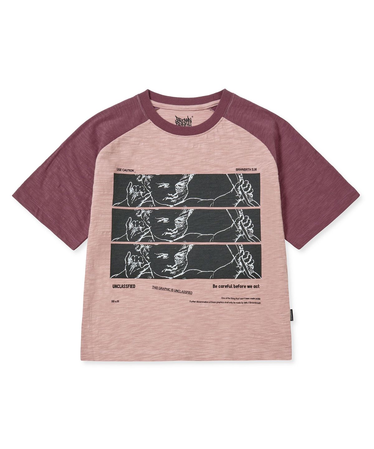 브라운브레스(BROWNBREATH) W UNCLASSIFIED RAGLAN CROP TEE - INDY PINK