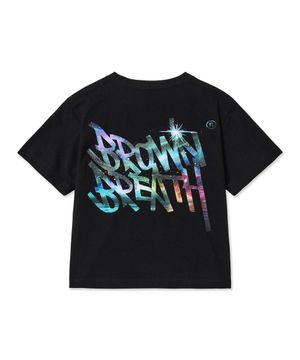 W AURORA CROP TAG TEE - BLACK