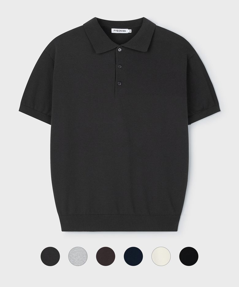 Cotton Short Sleeve Polo Knit - 6color